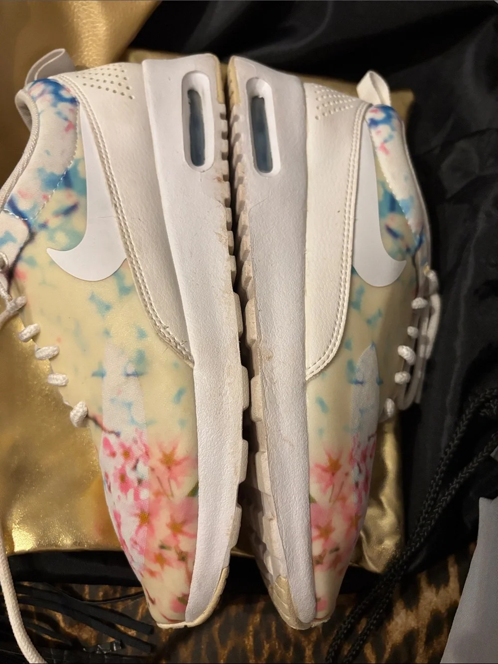 Nike Air Max Thea Cherry Blossom Floral Sneakers - White/Pink/Yellow size 8